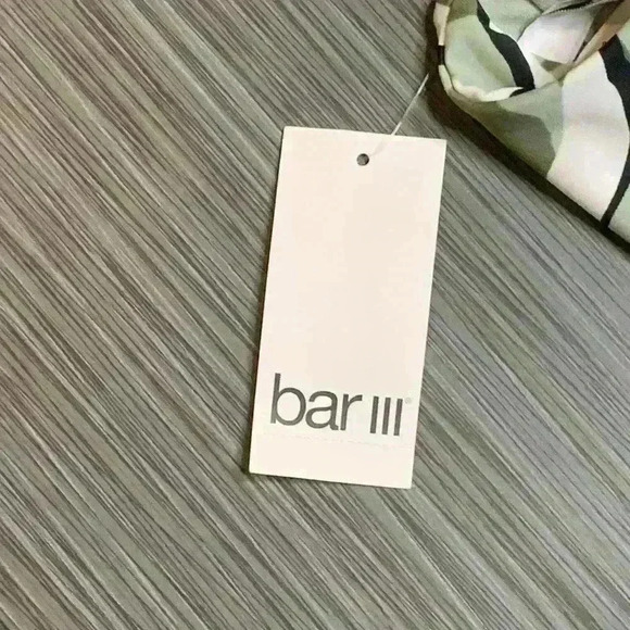 Bar III NWT Summer Sage Green Hypno Beach Cutout Self Tie Bikini Top Size S - Picture 9 of 9